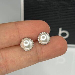 Authentic DAVID YURMAN pearl stud earrings sterling silver chatelaine earrings